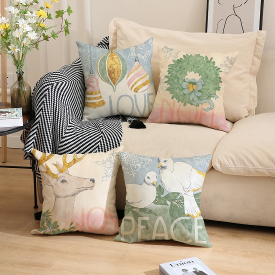 A welcoming sofa styled with seasonal floral cushion covers
